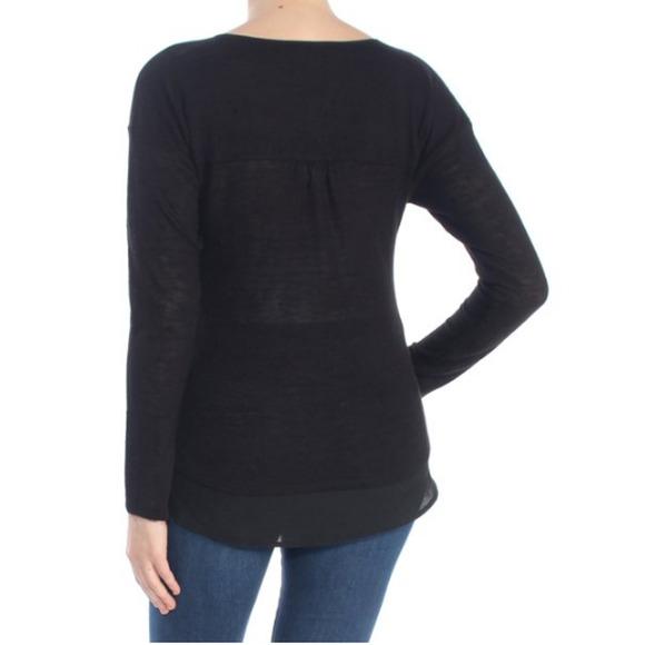 Sanctuary Women Hanna Knit Split Collar Pullover Top Black Size XS - Picture 2 of 2